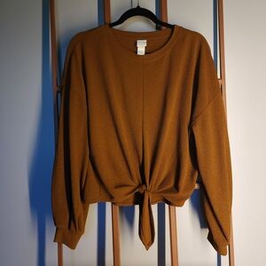 Brown Tie-Front Sweater